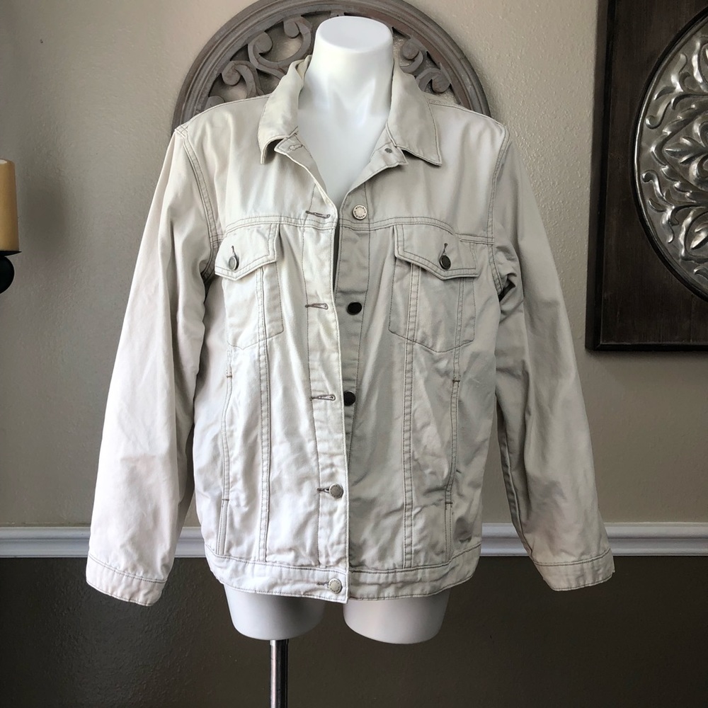 Woolrich tan 100% cotton button down jacket size large